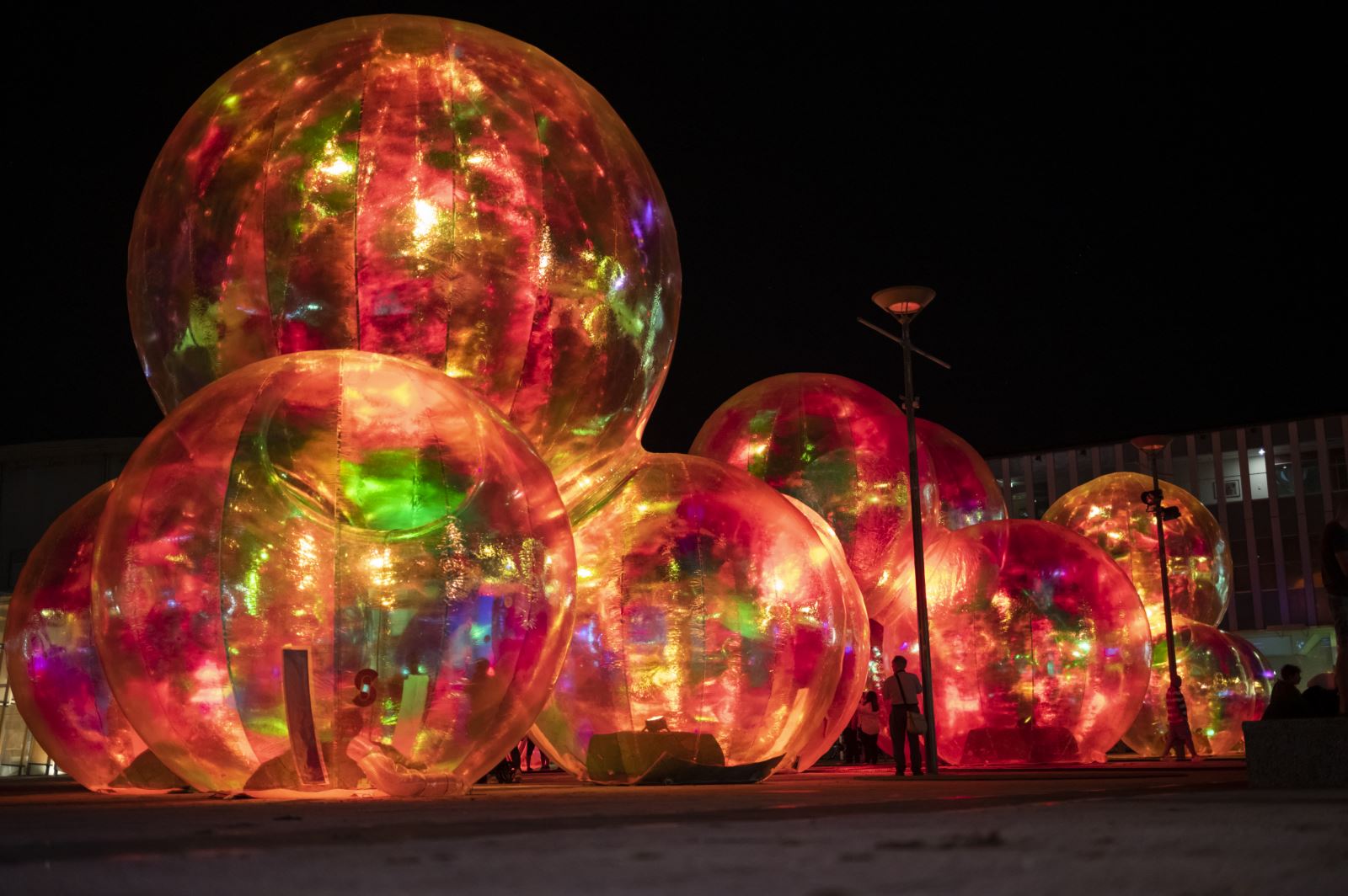 Large colourful bubbles.